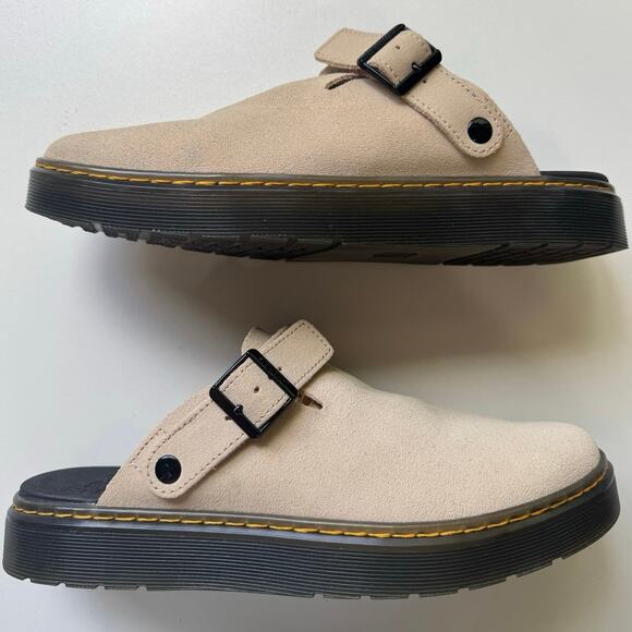 Dr. Martens Carlson Suede Clog Mules Light Beige Size 11